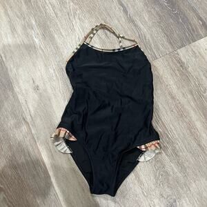 Burberry One Piece Black Bow Girls Bathing Suit Size 4
